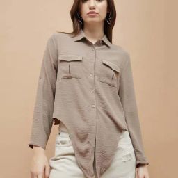 Ginger By Lifestyle Brown Regular Fit Shirt-image-98