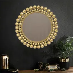 Home4U Gold & Brown Metal Mirror - Set of 1-image-24