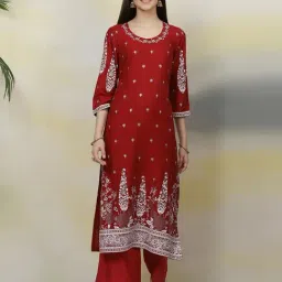 Biba Red Printed Straight Kurta-picture-13