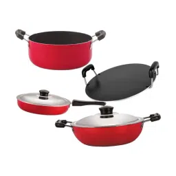 Nirlon Non-Stick Red Aluminium Gas Compatible Cookware Set of 4-Pieces-17