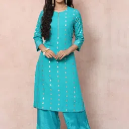 Rangriti Green Embroidered A Line Kurta-image-31