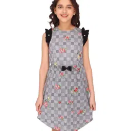 Cutecumber Kids Black Checkered Casual Dress-image-40