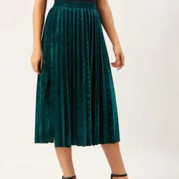 Anvi Be Yourself Green Striped A-Line Skirt-image-34