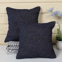 Saral Home Navy Chenille Cushion Covers - Set of 2-image-70