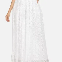 Cation White Self Pattern Maxi Skirt-picture-7