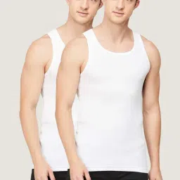 Fame Forever by Lifestyle White Cotton Regular Fit Vest - Pack Of 2-image-14