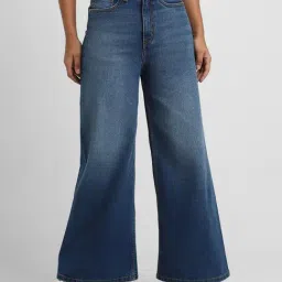 Forever 21 Navy Flared Fit Mid Rise Jeans-picture-36