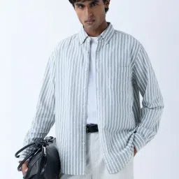 WES Casuals by Westside Sage Striped Relaxed-Fit Cotton Shirt-picture-36