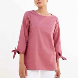 SALT Attire Pink Jabong Tie-Up Sleeve Top-image-53