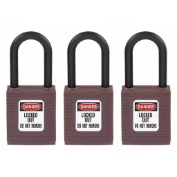 BRADY Lockout Padlock with 3 Keys Nylon Brown, 39N240 (Set of 3 Pcs)-image-29