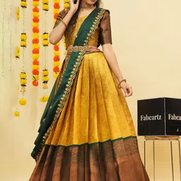 Fabcartz Semi-Stitched Lehenga & Unstitched Blouse With Dupatta image 3
