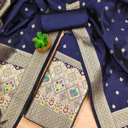 LeeliPeeri Designer Floral Woven Design Zari Banarasi Silk Unstitched Dress Material-image-60