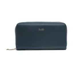 Kazo Navy Small Zip Around Wallet-image-4