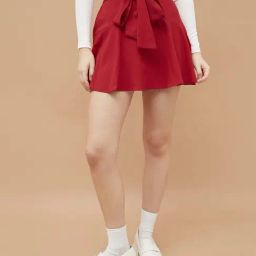 Ginger By Lifestyle Red Regular Fit Skirt-image-16