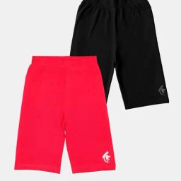 Kiddopanti Kids Black & Coral Logo Cycling Shorts (Pack of 2)-picture-20