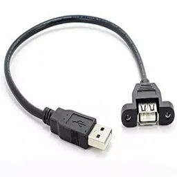 Techut 0.3 Metre Micro USB 2.0 Male 30 cm To Female Extension Cable with Panel Mount Screw Black for Wall Faceplate, Switch Boxes, PC-19