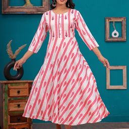 HEARTLOOM Printed Fit & Flared Maxi Ethnic Dress-image-6