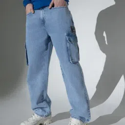 Hubberholme Blue Relaxed Fit Cargo Jeans-image-41