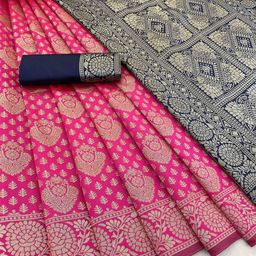 KALINI Woven Design Zari Silk Blend Banarasi Saree-image-62