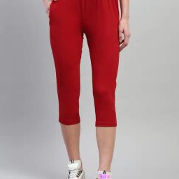 Monte Carlo Red Cotton Low Rise Capris-picture-33