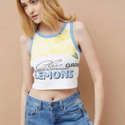Ginger By Lifestyle White Cotton Regular Fit Printed Tank Top-picture-22
