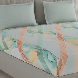 Monte Carlo Ramonbx Aqua Cotton Printed 200 TC Double Bedsheet with 2 Pillow Covers-image-92