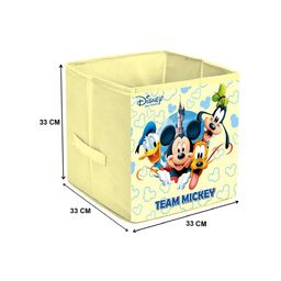 Kuber Industries Set of 2 Cream-Coloured & Blue Printed Foldable Storage Cubes with Handles image 2