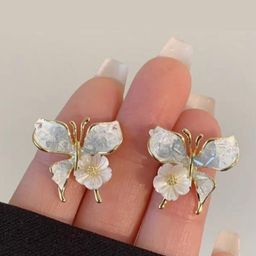 AKISON JEWELS Women Gold Toned Butterfly Stud Earrings-0