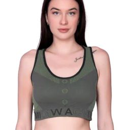 Spiaty Green Stripes Sports Lightly Padded Bra-picture-22