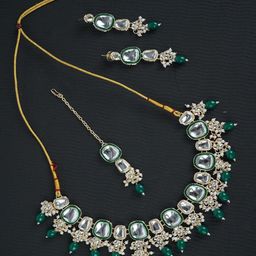 Divisha Gold-Plated Stone Studded & Beaded Jewellery Set-image-38
