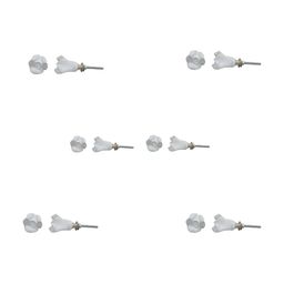 Indianshelf 6-Pcs White Rose Flower Printed Ceramic Knobs-image-62