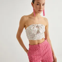 Koton Women Floral Printed Strapless Top-image-50