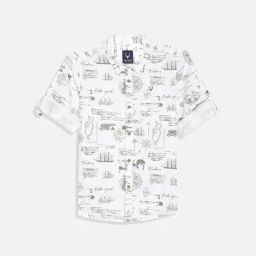 Allen Solly Kids White Printed Slim Fit Shirt-picture-32