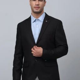 Cantabil Black Regular Fit Solid Blazer-image-26