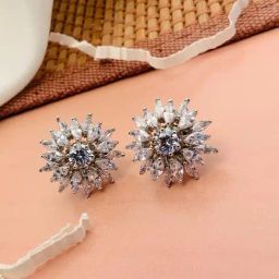 Abdesigns Stunnig Silver Plated American Diamond Stud Earrings-image-85