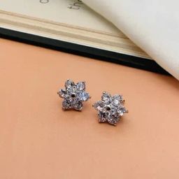 Abdesigns Stunnig Silver Plated American Diamond Stud Earrings-26