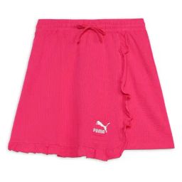 Puma Kids Ruffles Garnet Rose Pink Cotton Logo Skirt-image-92