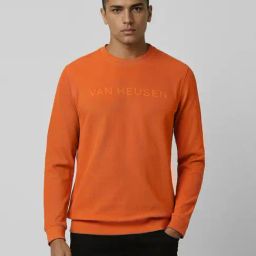 Van Heusen Orange Cotton Regular Fit Self Pattern Sweatshirt-picture-6