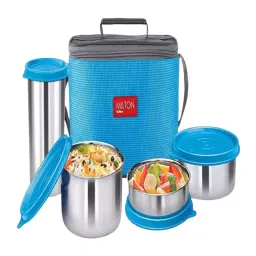 Milton Delicious 4 Pcs Stainless Steel Blue Insulated Tiffin Box Set-image-47