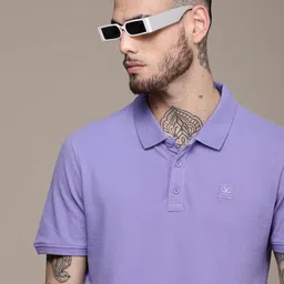 WROGN Solid Pure Cotton Slim Fit Polo Collar Casual T-shirt-image-39