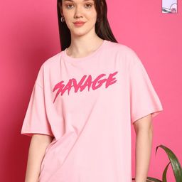 Tromko Women Pack of 2 Pink Panther Graphic Printed Round Neck Cotton Oversized T-shirts-image-122