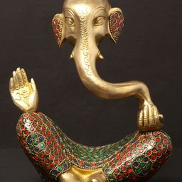Exotic India Gold-Toned & Red Ganesha Religious Idol Showpiece-picture-5