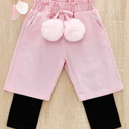 Kookie Kids Knee Length Solid Lounge Pant - Pink-picture-3
