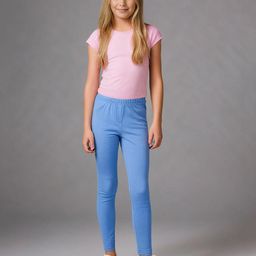 Cherry Crumble By Nitt Hyman Poly Cotton Dazzle Denim Leggings - Sky Blue-image-75