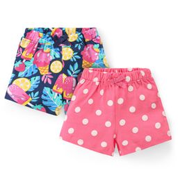 Babyhug Cotton Knit Mid Thigh Shorts with Polka Dot Print Pack of 2- Multicolor-image-25