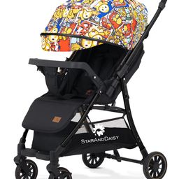 Baby Stroller  StarAndDaisy Travel Elite Baby Stroller Pram for Travel  Foldable Compact Strollers with Reversible Handel  Adjustable Backrest & Canopy  5-Point Safety Harness  Suspension Wheels & Storage Basket (Graffti)-7