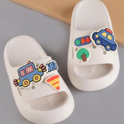 Oh! Pair Slip On  Clogs with Car Applique - White-picture-26