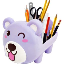 Bunie Cute Bear Theme Stationery Holder for Study Room & Office  Purple-image-3