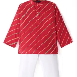 JAV Creations Full Sleeves Leheriya  Printed Kurta With Pyjama - Maroon-picture-25