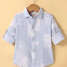 JASH KIDS Cotton Knit Full Sleeves Printed Shirt - Light Blue-picture-3